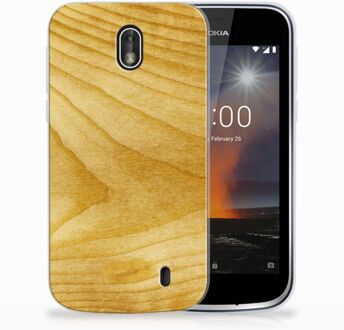 B2Ctelecom Nokia 1 Uniek TPU Hoesje Licht Hout