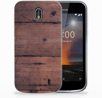 B2Ctelecom Nokia 1 Uniek TPU Hoesje Old Wood