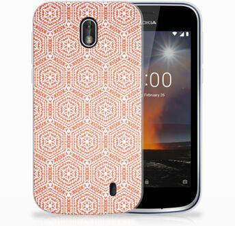 B2Ctelecom Nokia 1 Uniek TPU Hoesje Pattern Orange