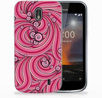 B2Ctelecom Nokia 1 Uniek TPU Hoesje Swirl Pink