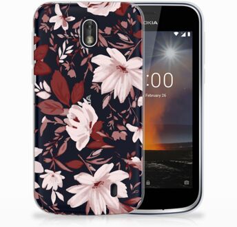 B2Ctelecom Nokia 1 Uniek TPU Hoesje Watercolor Flowers