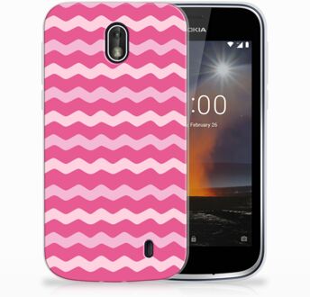 B2Ctelecom Nokia 1 Uniek TPU Hoesje Waves Pink