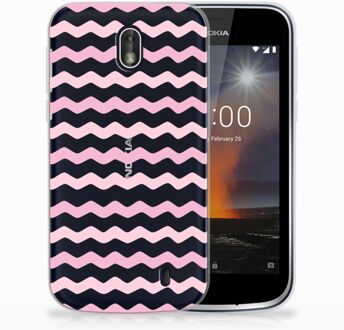 B2Ctelecom Nokia 1 Uniek TPU Hoesje Waves Roze