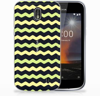 B2Ctelecom Nokia 1 Uniek TPU Hoesje Waves Yellow