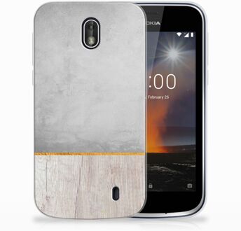 B2Ctelecom Nokia 1 Uniek TPU Hoesje Wood Concrete