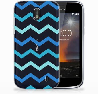 B2Ctelecom Nokia 1 Uniek TPU Hoesje Zigzag Blauw