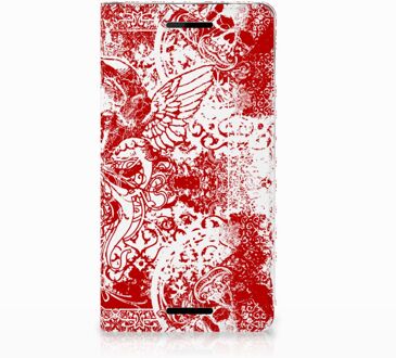 B2Ctelecom Nokia 2.1 2018 Standcase Hoesje Design Angel Skull Red