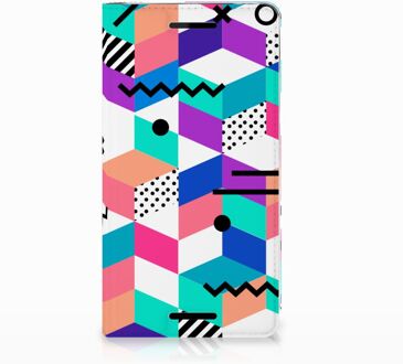 B2Ctelecom Nokia 2.1 2018 Standcase Hoesje Design Blocks Colorful