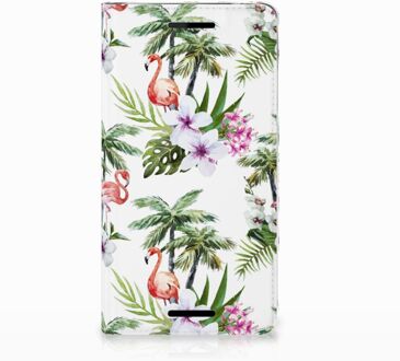 B2Ctelecom Nokia 2.1 2018 Standcase Hoesje Design Flamingo Palms