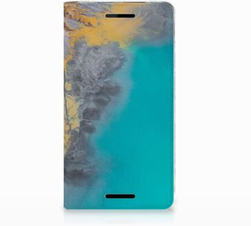 B2Ctelecom Nokia 2.1 2018 Standcase Hoesje Design Marble Blue Gold