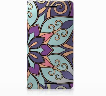 B2Ctelecom Nokia 2.1 2018 Standcase Hoesje Design Purple Flower