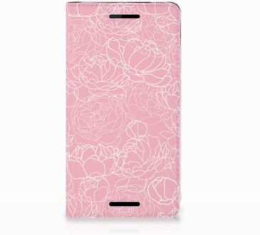 B2Ctelecom Nokia 2.1 2018 Standcase Hoesje Design White Flowers