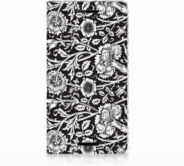 B2Ctelecom Nokia 2.1 2018 Uniek Standcase Hoesje Black Flowers