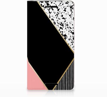 B2Ctelecom Nokia 2.1 2018 Uniek Standcase Hoesje Black Pink Shapes