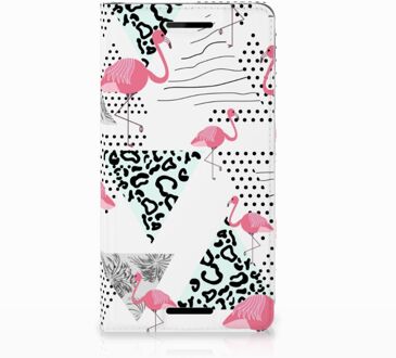 B2Ctelecom Nokia 2.1 2018 Uniek Standcase Hoesje Flamingo Triangle