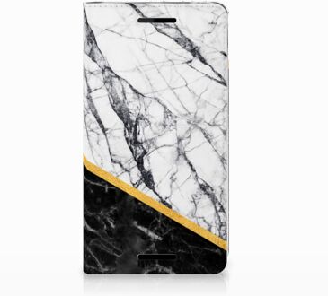 B2Ctelecom Nokia 2.1 2018 Uniek Standcase Hoesje Marble White Black