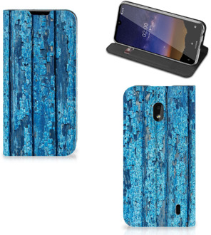 B2Ctelecom Nokia 2.2 Book Wallet Case Blauw Wood