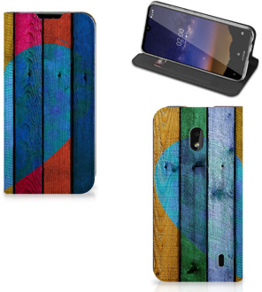 B2Ctelecom Nokia 2.2 Book Wallet Case Wood Heart