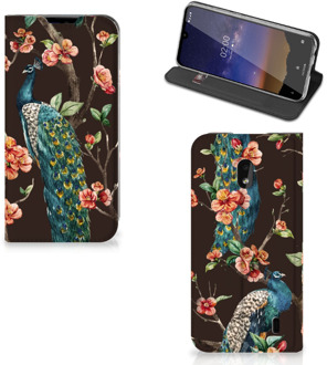 B2Ctelecom Nokia 2.2 Hoesje maken Pauw met Bloemen