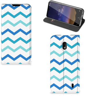 B2Ctelecom Nokia 2.2 Hoesje met Magneet Zigzag Blauw