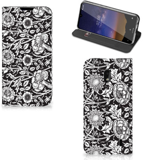 B2Ctelecom Nokia 2.2 Smart Cover Black Flowers