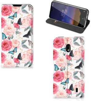 B2Ctelecom Nokia 2.2 Smart Cover Butterfly Roses