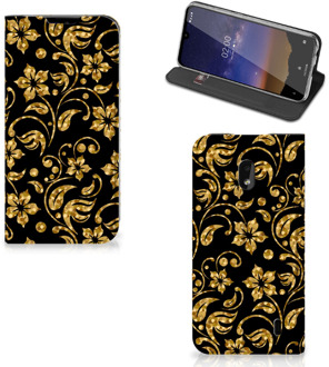 B2Ctelecom Nokia 2.2 Smart Cover Gouden Bloemen