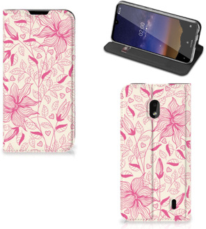 B2Ctelecom Nokia 2.2 Smart Cover Pink Flowers