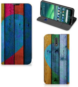 B2Ctelecom Nokia 2.3 Book Wallet Case Wood Heart