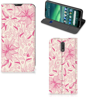 B2Ctelecom Nokia 2.3 Smart Cover Pink Flowers