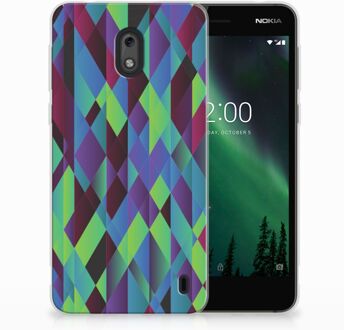 B2Ctelecom Nokia 2 TPU Hoesje Design Abstract Green Blue