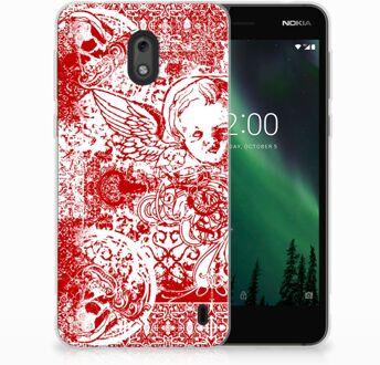 B2Ctelecom Nokia 2 TPU Hoesje Design Angel Skull Red