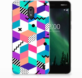 B2Ctelecom Nokia 2 TPU Hoesje Design Blocks Colorful