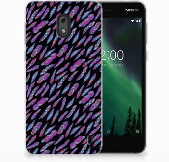 B2Ctelecom Nokia 2 TPU Hoesje Design Feathers Color