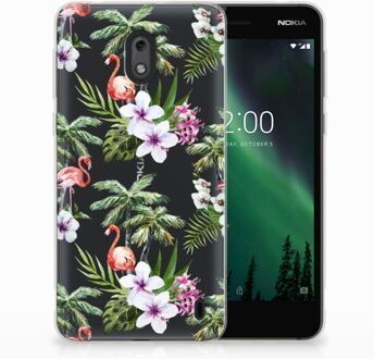 B2Ctelecom Nokia 2 TPU Hoesje Design Flamingo Palms