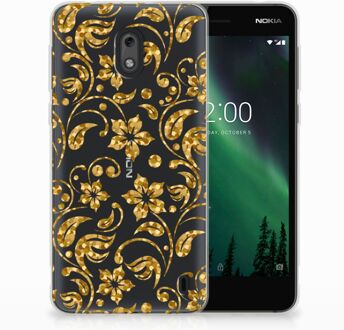 B2Ctelecom Nokia 2 TPU Hoesje Design Gouden Bloemen