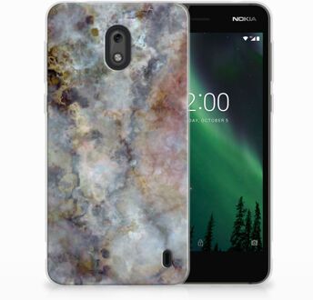 B2Ctelecom Nokia 2 TPU Hoesje Design Marmer Grijs