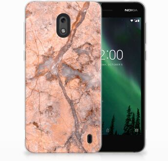 B2Ctelecom Nokia 2 TPU Hoesje Design Marmer Oranje