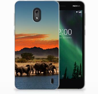 B2Ctelecom Nokia 2 TPU Hoesje Design Olifanten