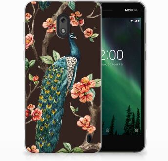 B2Ctelecom Nokia 2 TPU Hoesje Design Pauw met Bloemen