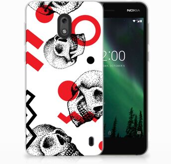 B2Ctelecom Nokia 2 TPU Hoesje Design Skull Red