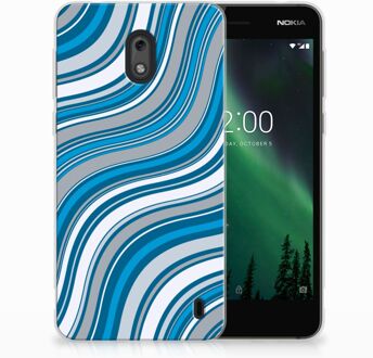 B2Ctelecom Nokia 2 TPU Hoesje Design Waves Blue