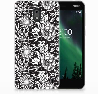 B2Ctelecom Nokia 2 Uniek TPU Hoesje Black Flowers