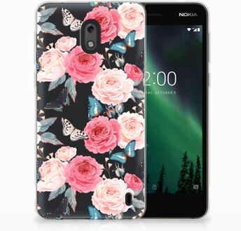 B2Ctelecom Nokia 2 Uniek TPU Hoesje Butterfly Roses