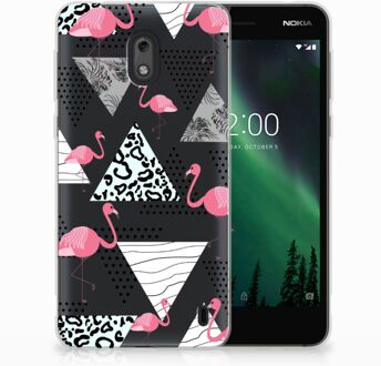 B2Ctelecom Nokia 2 Uniek TPU Hoesje Flamingo Triangle