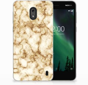 B2Ctelecom Nokia 2 Uniek TPU Hoesje Marmer Goud