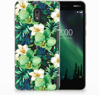 B2Ctelecom Nokia 2 Uniek TPU Hoesje Orchidee Groen