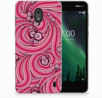 B2Ctelecom Nokia 2 Uniek TPU Hoesje Swirl Pink