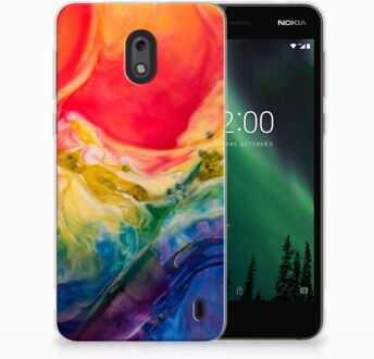 B2Ctelecom Nokia 2 Uniek TPU Hoesje Watercolor Dark