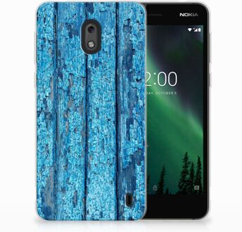 B2Ctelecom Nokia 2 Uniek TPU Hoesje Wood Blue